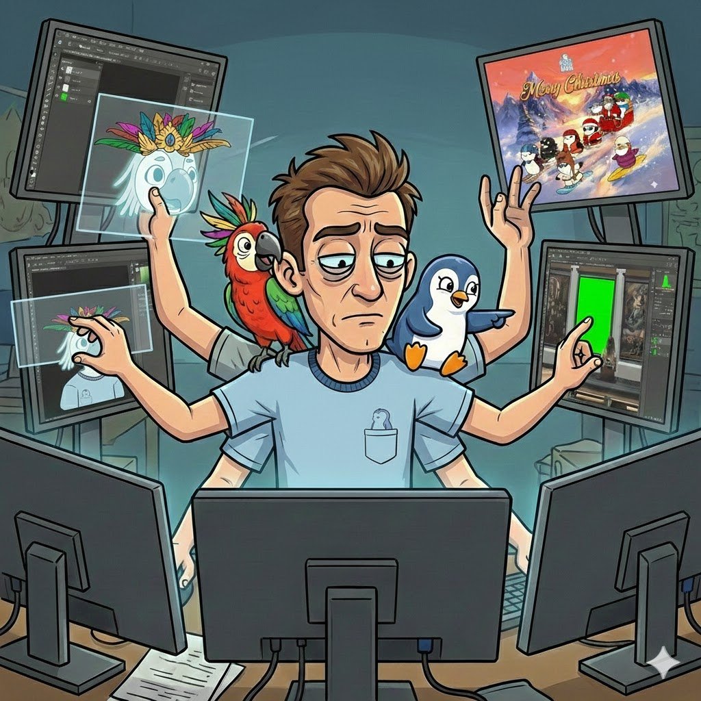 RPichugin's tweet photo. I use Gemini and I didn’t give it my photo.
My prompt - Create a caricature of me and my work, based on everything you know about me.
And then I also added:​
Come up with it for me, based on my requests.
He remembered everything and @PudgyAsia and @feraz_xyz and the last art https://t.co/IxVhiSqjiR