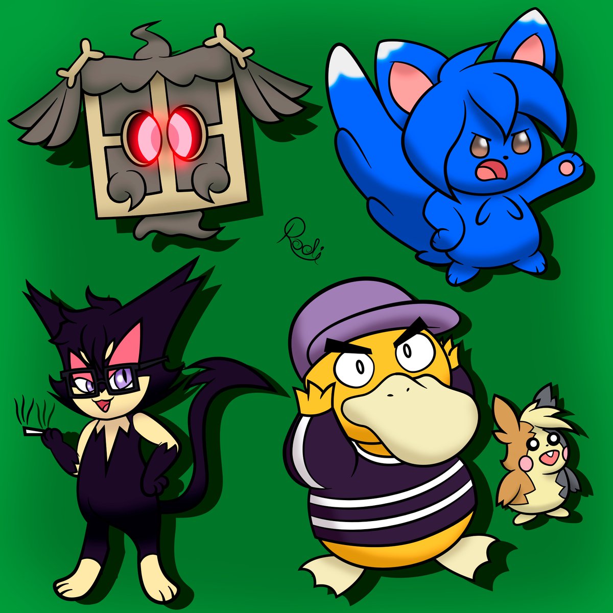 La otra vez le pedi al Llon jugar Pokemon Mundo Misterioso y el test lo identifico como Psyduck.
Desde ahi tenia ganas de dibujarlo asi.
Aproveche para hacer a Poroto, Derki, Ventanita y Shiro como Pokemon

#drukiblu #ShiroArt #shirobeil #criticohisterico #pokemon #ratatingaming