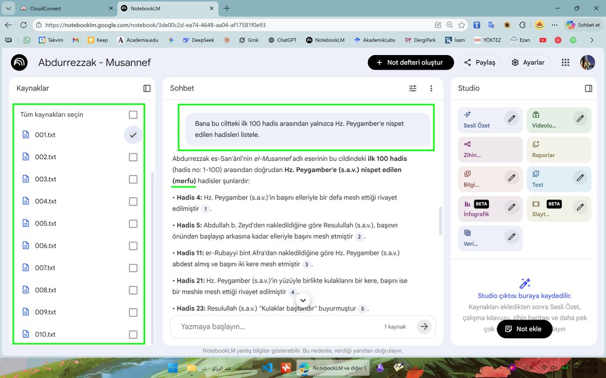 Şâmile'yi çok sık kullanıyorum ama keşke yapay zekânın imkânlarından da yararlanarak araştırmalarımı sürdürebilseydim diyorsanız aşağıda anlatacağım yöntemi izleyerek NotebookLM içerisinde kendi yapay zekâ destekli kütüphanenizi oluşturabilirsiniz.

Öncelikle sağ üst köşedeki