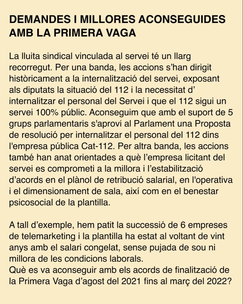 #112EnLluita✊

Torne’m-hi!🔄

#112Emergency #112Emergencies #Emergencies #Vaga112 #Vaga112Catalunya #112Catalunya #ServeiPublic112 #NoALaExternalitzacio  #EnCatala  #EnCatalà #Catalunya #Cataluña   #Catalonia #LHospitaletDeLlobregat #Barcelona #Reus #Lleida #Tarragona