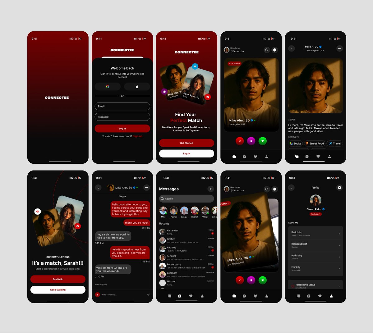 here’s a quick walkthrough of Connectee, a modern dating app — from splash screen to profile screen. 

open to new design gigs and collaborations. i appreciate all the support and feedback.