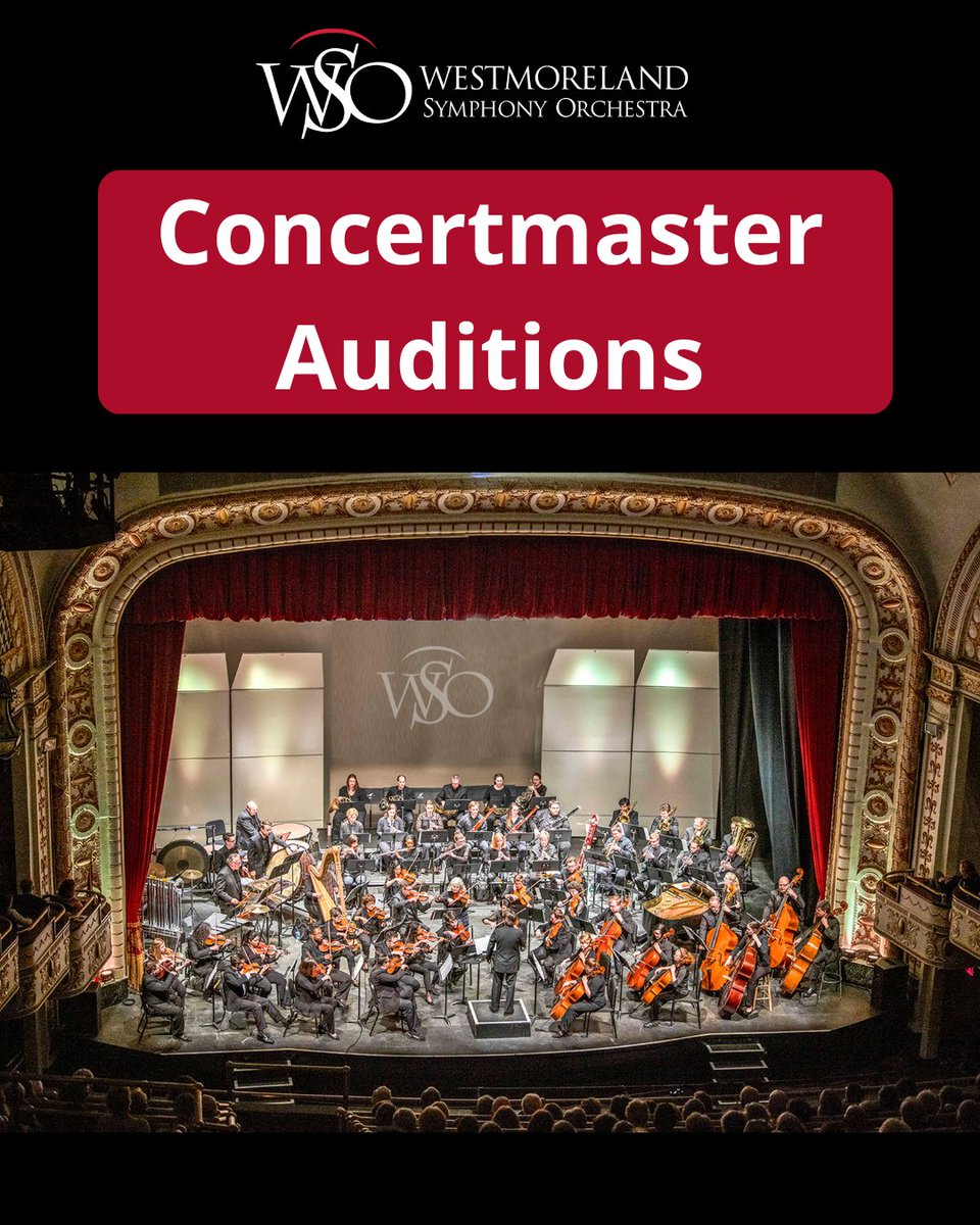 WstmrlndSymphny's tweet image. NEW CONCERMASTER AUDITIONS! Tag/share with a musician who might be interested. Info and apply: westmorelandsymphony.org/concertmaster-…
Due: Fri. March 6, 2026 #audition #musician #concertmaster #violin #orchestra #pittsburgh #greensburg