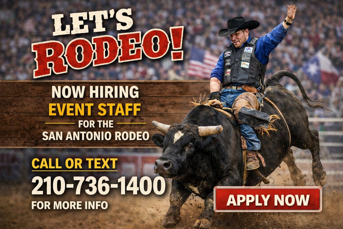 LOD247's tweet photo. Event Staff Needed #SanAntonioRodeo #SanAntonioJobs https://t.co/0Hj8uC7cFx