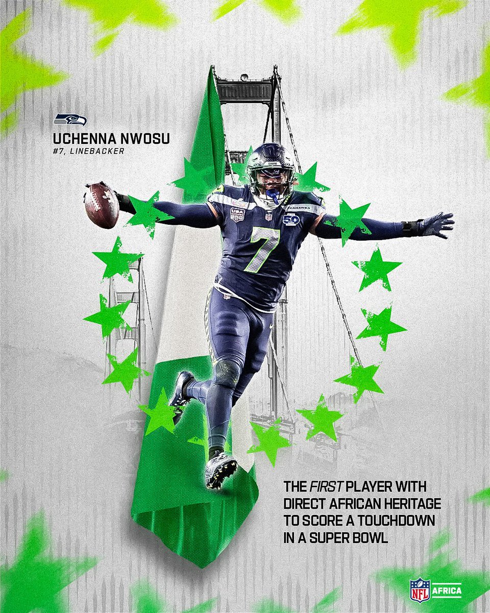 NFLAfrica's tweet photo. HISTORIC!! @UchennaN_42 🇳🇬 #SBLX 🏆 https://t.co/TReSZzLxn0