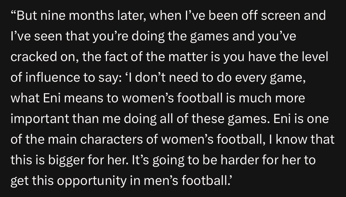 If you ever get criticised for saying that Eni Aluko has “main character energy” from now on, remember that she said this herself about Ian Wright not going up work so she could have it instead.