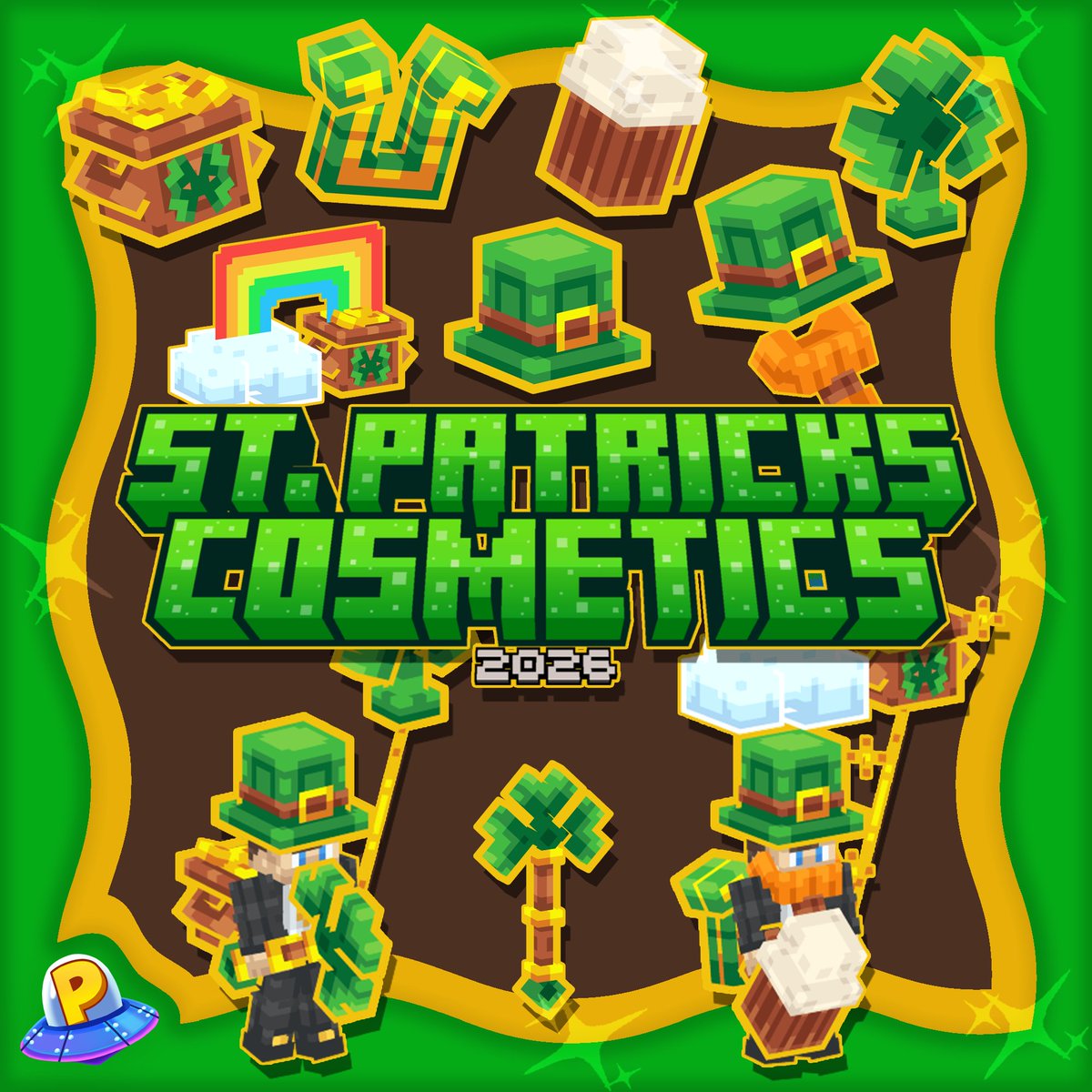St. Patricks Cosmetics 2026 are out now! Whether you're feeling lucky or not, these will not disappoint on your Minecraft server. You can get them for only $9.99 exclusively <a href="/MCModelsNet/">MCModels</a>!

Made on <a href="/blockbench/">Blockbench</a> 

mcmodels.net/products/15858…

#lowpoly #pixelart #blockbench #mcmodels