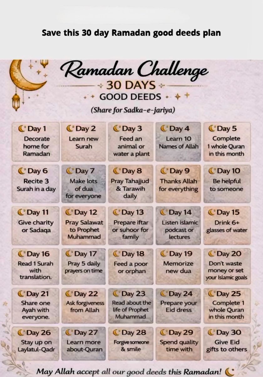 If you’re Muslim, save this 30-day Ramadan good deeds plan.…