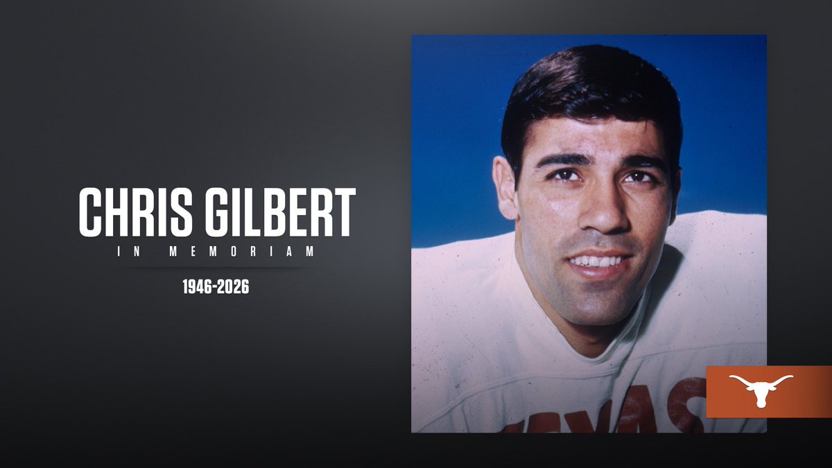 TexasFootball's tweet photo. We lost a great Longhorn with the passing of NFF College Football Hall of Fame member, Chris Gilbert. 

Our thoughts &amp; prayers are with his family, friends and teammates. https://t.co/KRtVOme2mH