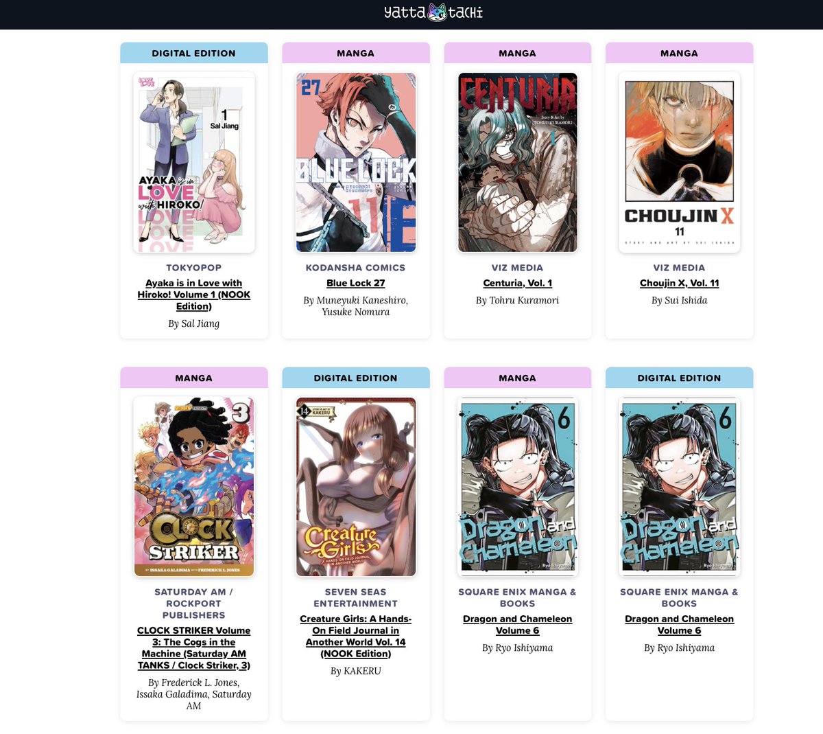 Saturday_am's tweet photo. NEXT WEEK -

DRAGON & CHAMELEON.
BLUE LOCK.
CHOUJIN X.
CLOCK STRIKER.

Now, that's some damn good company!
Thanks @YattaTachi 

Preorder Saturday AM's most critically acclaimed steampunk manga & starring shonen manga's 1st black girl lead hero, CLOCK STRIKER VOL 3, at your fave e-commerce shop, bookstore, retail store, or comics shop!

Or just go here:
https://t.co/vUSy6CORbB