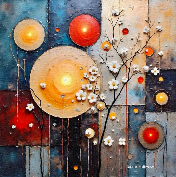 New art for sale! "Abstract Circles and Blossoms". Buy at: ArtPal.com/LauriesArt111?…