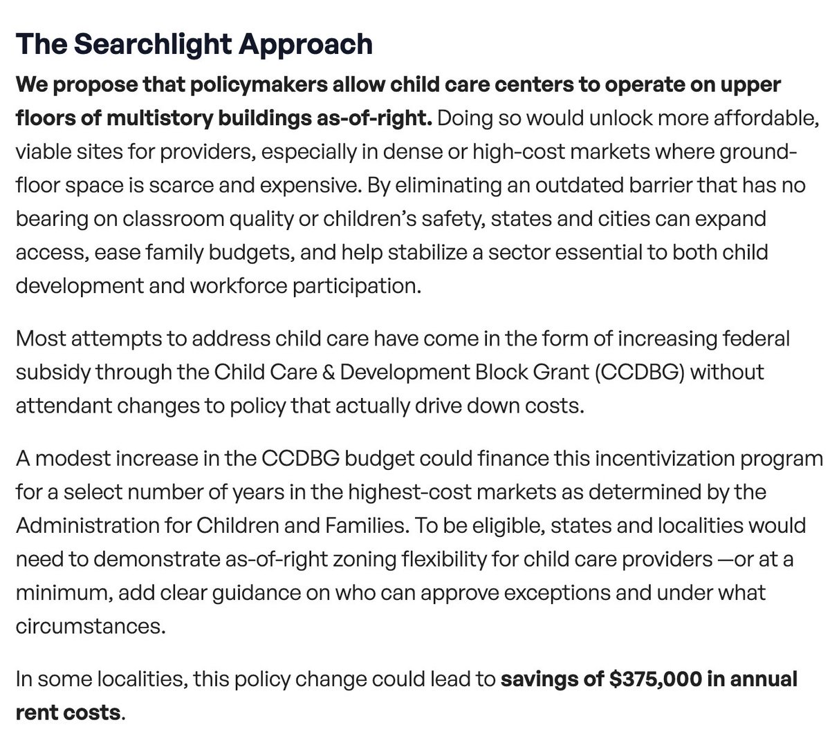 Great new research out from <a href="/SearchlightInst/">Searchlight Institute</a> on a tool that can help make child care affordable in the U.S with a simple fix, let child care centers open above ground!