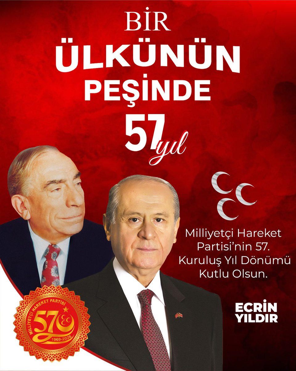 Milliyetçi-ülkücü hareket; Türk milletinin içinden çıkan, ona hizmet aşkıyla yanıp tutuşan Türklük meftunlarının, millet âşıklarının, İslam sancaktarlarının 57 yıldır parlayan cevheridir.

Eğilmedik, bükülmedik, gecikmedik.
Düşmedik, üşenmedik, dinlenmedik.
  
KUTLU OLSUN...