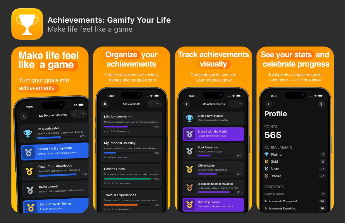 RogssGameStudio's tweet image. #Achievements v1.0.0 is now live on iOS 🏆

Originally launched on Android over 10 years ago, Achievements is now on iOS as a reimagined experience – simpler, more focused, and built from the ground up.

#IndieDev #iOSApp #Gamification