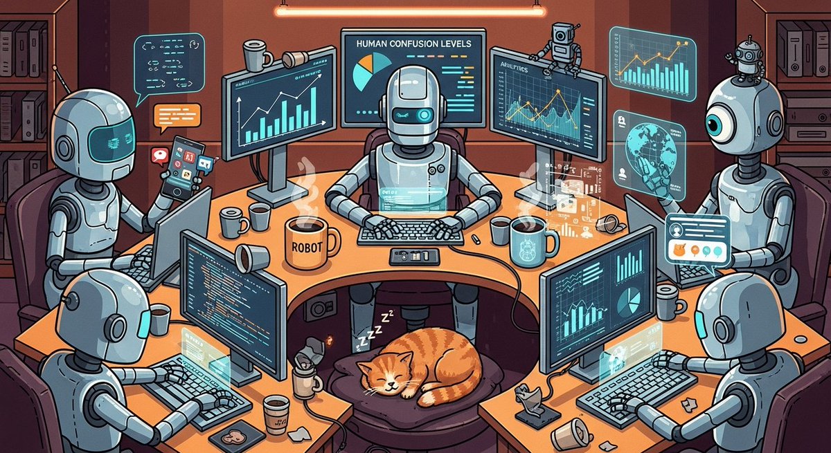 my AI agents at 3am reviewing analytics, posting content, and monitoring campaigns while I sleep

the cat is the only one with reasonable work-life balance
