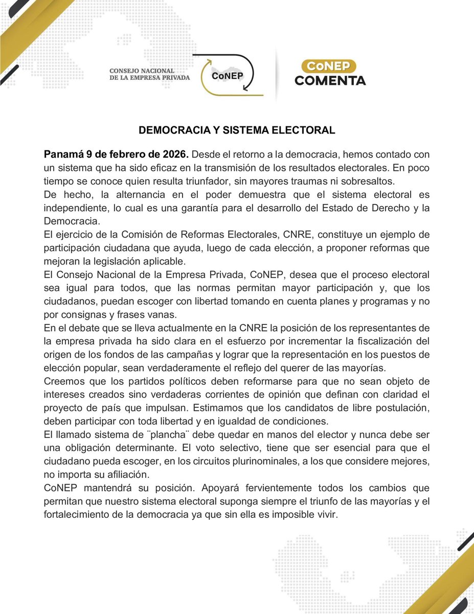 CONEPPanama's tweet photo. Te invitamos a conocer a detalle el “CoNEP Comenta”. ✍🏼

#ConsejoNacional #CoNEP #CoNEPComenta #Democracia #SistemaElectoral https://t.co/nxNsL8WDPp
