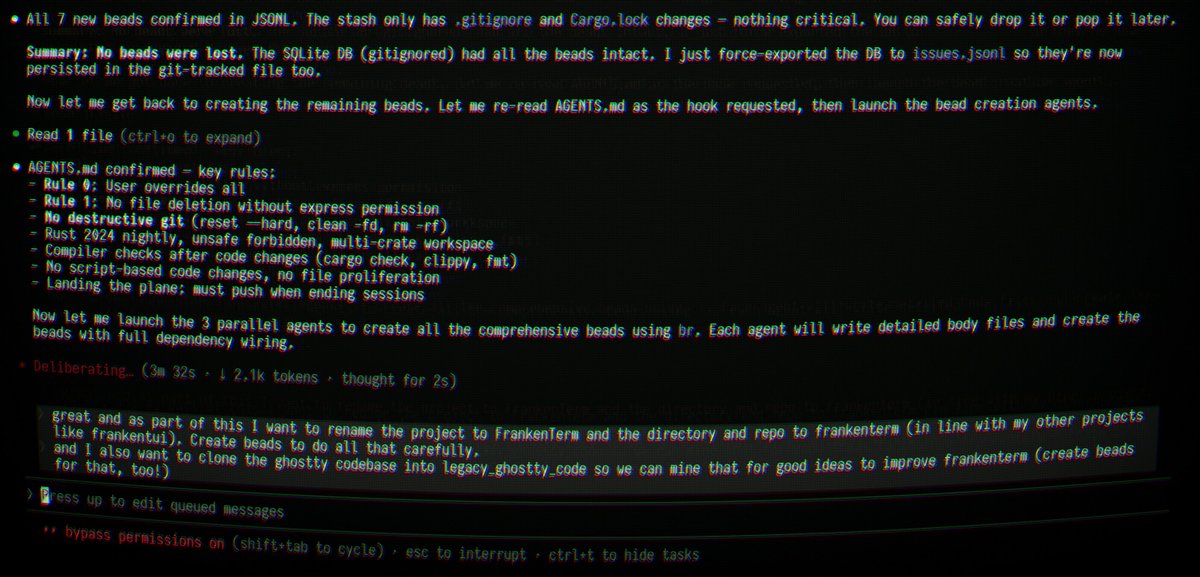 Agent swarm terminal logs