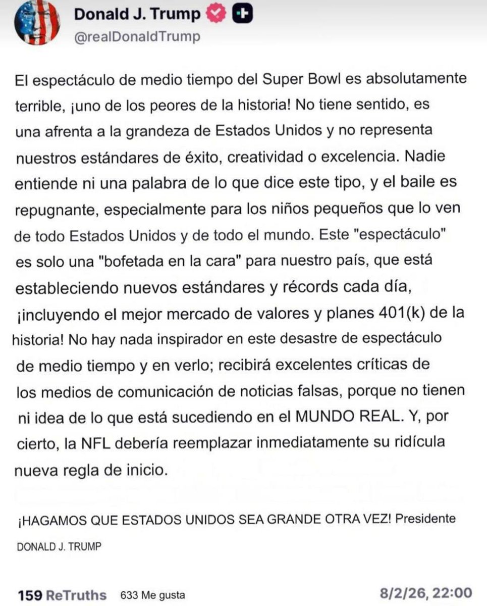 AnaGPinto1's tweet photo. 👎🏻🇺🇸 Al Pedófilo Donald Trump y a los agentes del ICE no les gustó el show del entretiempo.

#NoVolverásMCM https://t.co/03pQaEOQmk