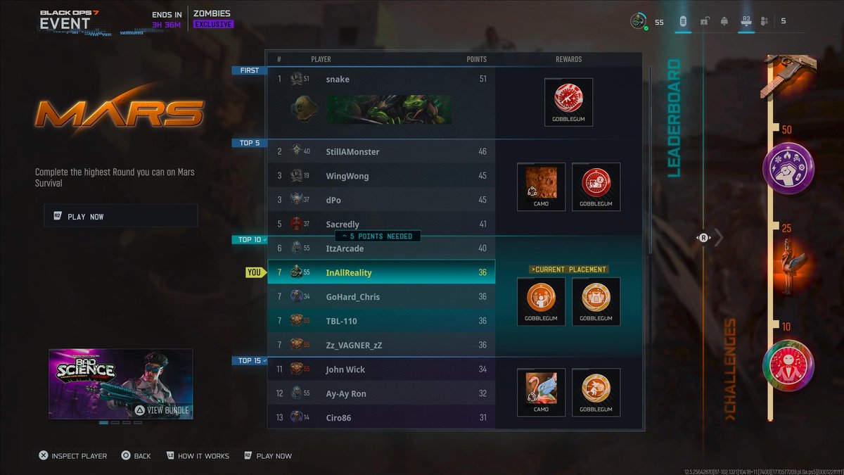 HaidenFitchett's tweet photo. Hey @Activision what happened to the Mars event? First the leader boards were broken, then they've recorded some data, then they broke again.
I got the full unlocks from this yet finished on low points? https://t.co/g9Q4k0qmMW