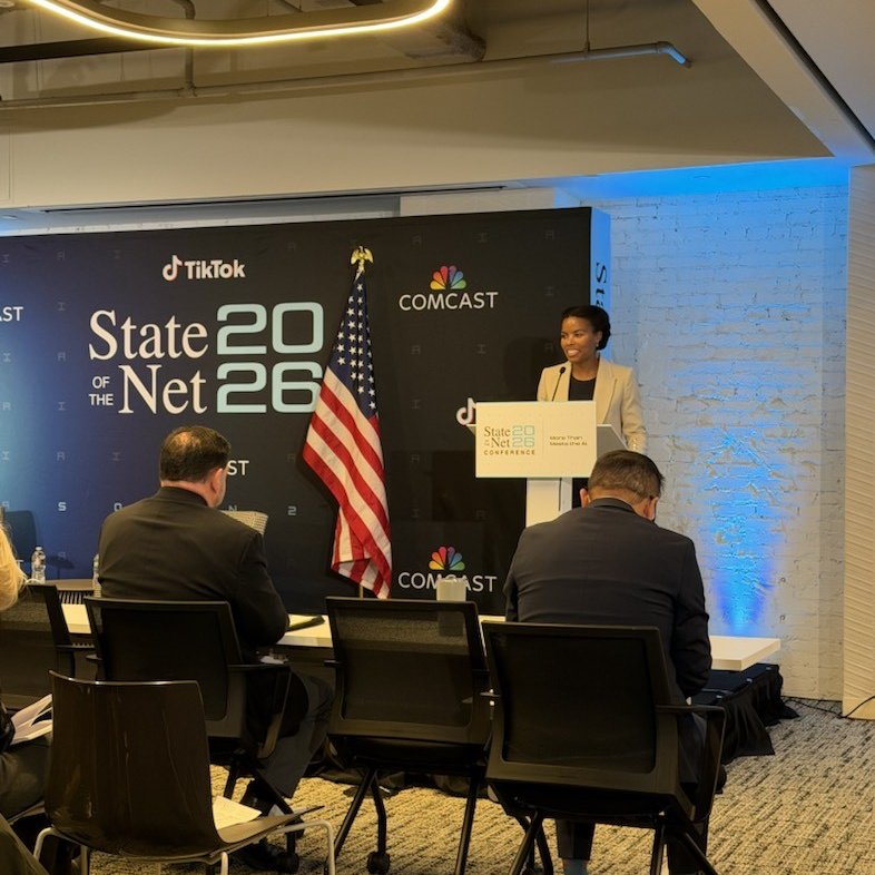 OliviaTrustyFCC's tweet photo. At #StateoftheNet, I discussed why spectrum, infrastructure, and smart, predictable policy are essential to sustaining U.S. leadership in the AI era and ensuring its benefits reach every community. Read my full remarks here: https://t.co/Yl61Q0DqIN
#SOTN2026 @SOTN https://t.co/GsQm3DZTDS