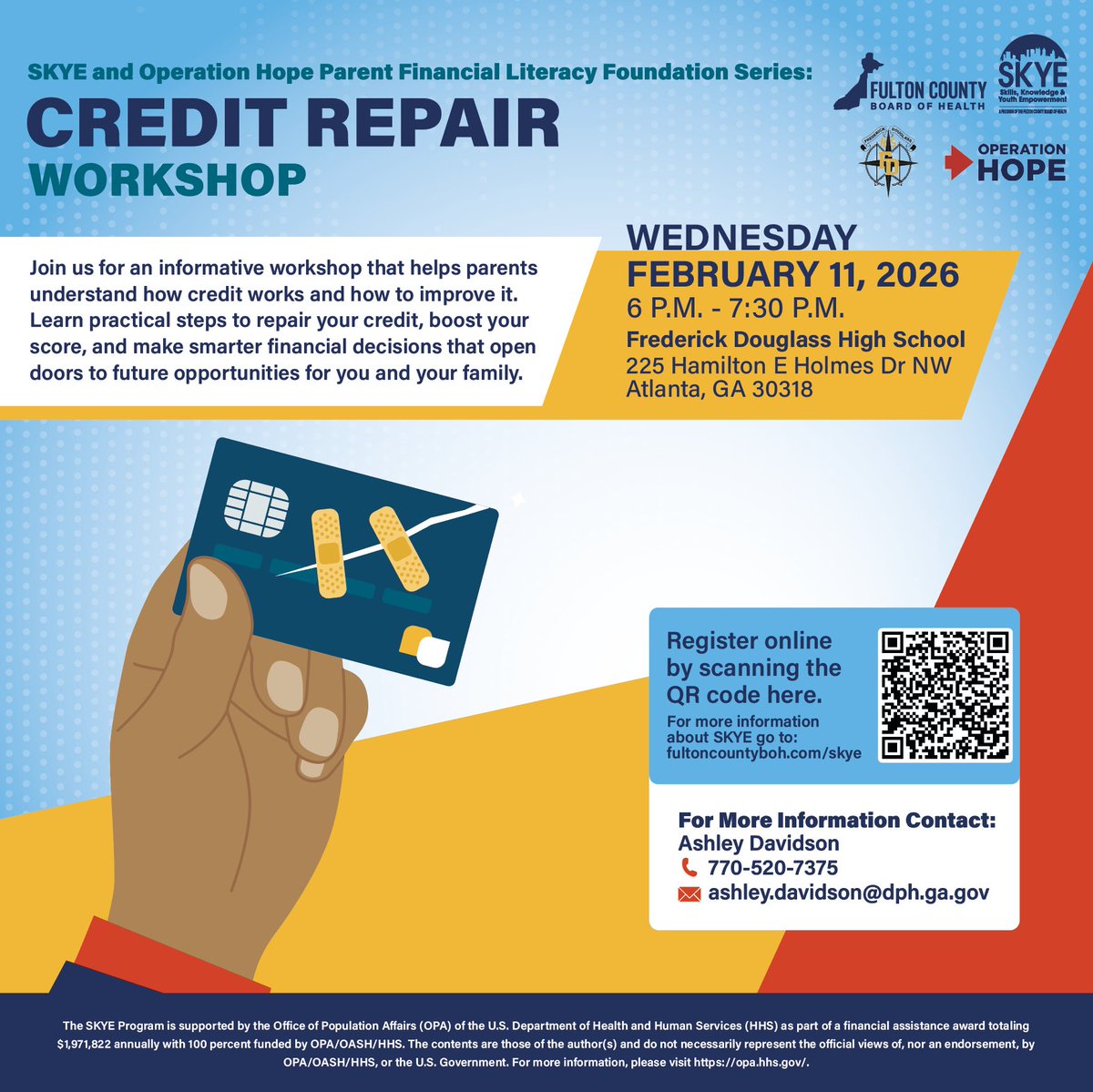 FultonInfo's tweet image. Join @FultonHealth this Wednesday for a free workshop where parents can learn how credit works, ways to boost their score, and how to make smarter money moves for the future!

#Credit #CreditRepair #Workshop