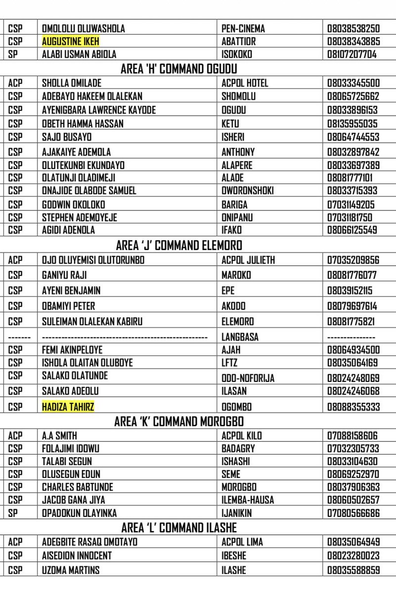LagosPoliceNG's tweet photo. Updated telephone directory. https://t.co/g4nwmpGYae
