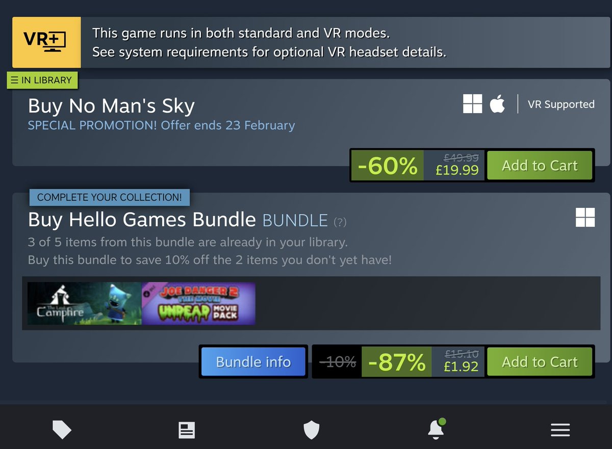 NCaptainsteve's tweet photo. #NoMansSky is on sale on Steam.
Checked other platforms, no change as yet. https://t.co/v0AgHt5NrI