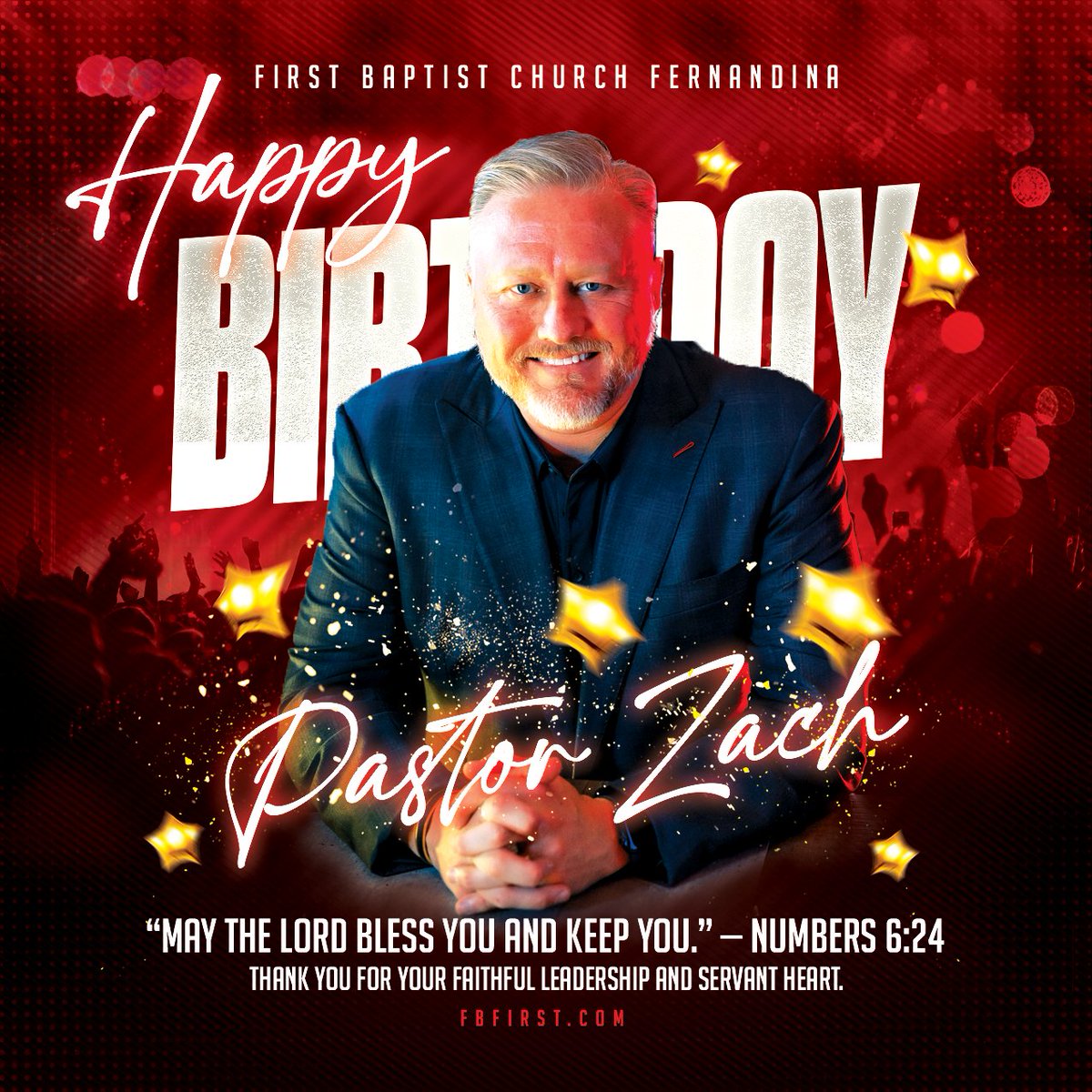 FBFernandina's tweet image. FBFirst proudly wishes Pastor Zach a very happy birthday! 🎉
We are grateful for your faithful leadership, heart for the church, and love for our community. May God bless you in the year ahead!
#FBFirst