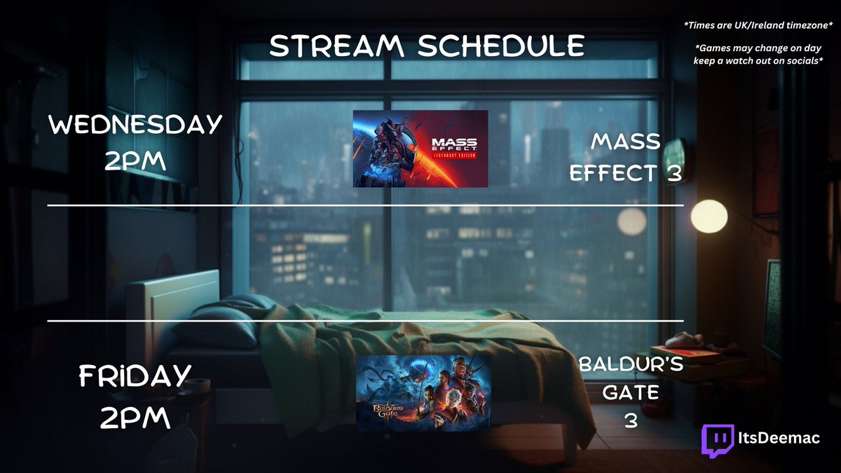 The stream schedule for the week! Better late than never 😂