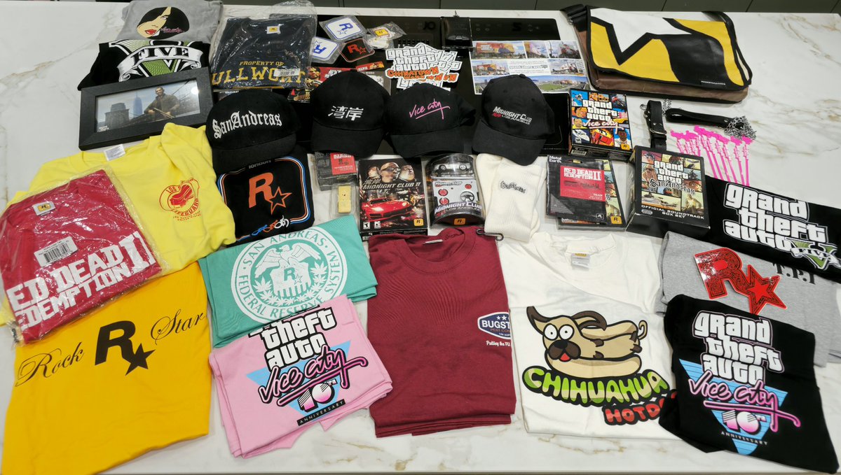 An absolute massive thank you to <a href="/GTASeries/">GTA Series Videos</a> for sending us some of this incredible and rare Rockstar Games merchandise to giveaway during the #Gameblast26 charity stream!

Do you want to potentially win some of this + more! Its simple, just donate £10 or more to our Justgiving