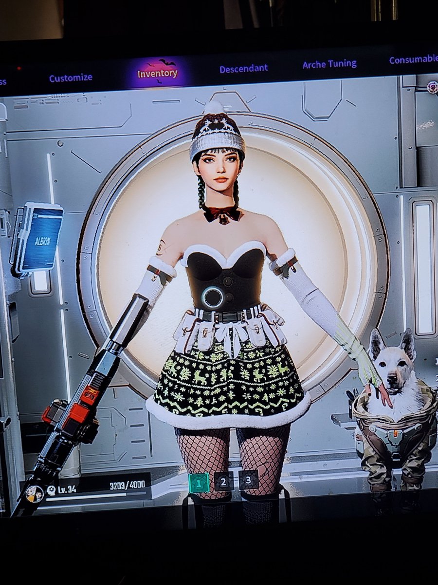LovelyCyclops's tweet photo. @FirstDescendant Hey so issue. Luna's Christmas skin is broken she wont stop T posing https://t.co/mUhgW325FE