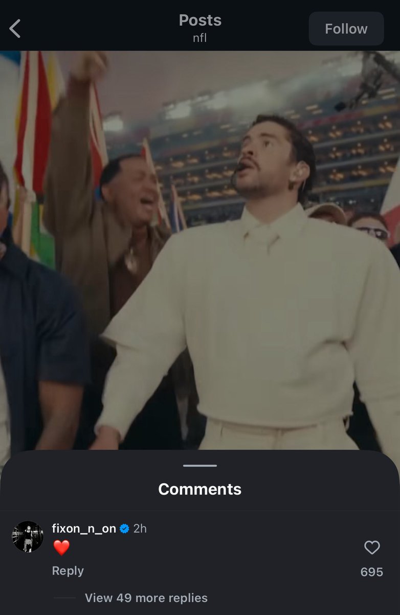 npomvtt's tweet image. 🤝❤️ Mingi do ATEEZ comentou um coração no vídeo de Bad Bunny no Super Bowl citando todos os países americanos para subverter o bordão dos Estados Unidos "God bless America" (Deus abençoe a América).