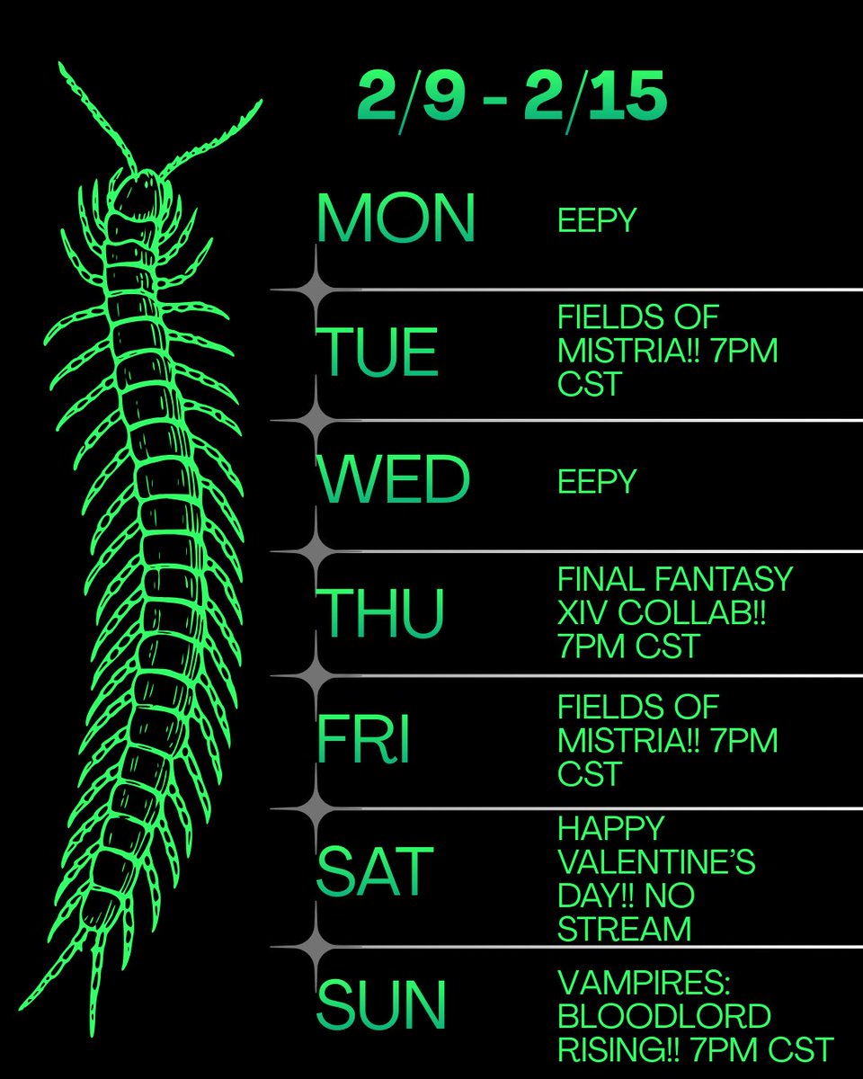 Schedule for this week!!! ✧ദ്ദി( ˶^ᗜ^˶ )