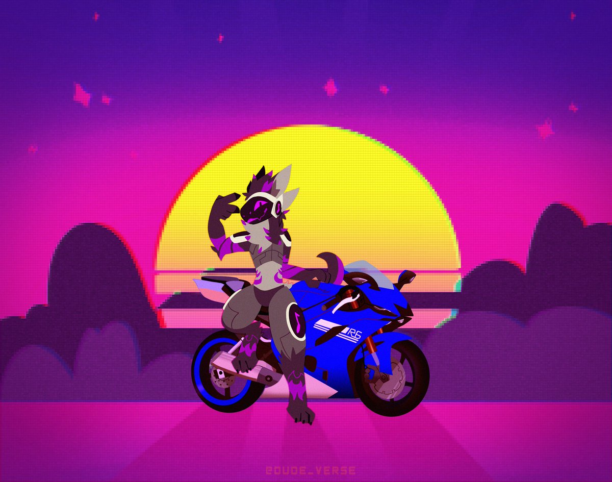 <a href="/dude_verse/">░ P R I S M / V E R S E ░</a> thank you for the absolutely amazing picture love it so much ! 😍

#furry #art #motorcycle #furryart #protogen