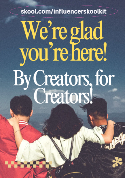 A creator group launched on Socials.

Built by creators, for creators.

You meet peers and share ideas.

You get 2 marketing courses at $0 and an AI media kit builder.

Join and grow!

skool.com/influencerskoo…