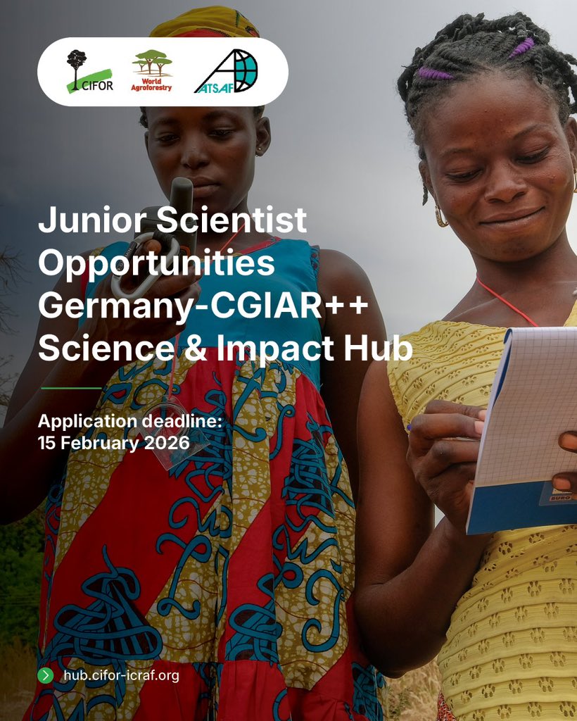 📢 Applications are open for the Junior Scientist Program under the Germany– <a href="/CGIAR/">CGIAR</a>++ Science &amp; Impact Hub.

Get hands-on experience, mentorship and work with partners turning research into real-world impact.

🗓 Deadline: 15 Feb 2026

Apply:🔗 bit.ly/49eJdUb

<a href="/giz_gmbh/">GIZ</a>