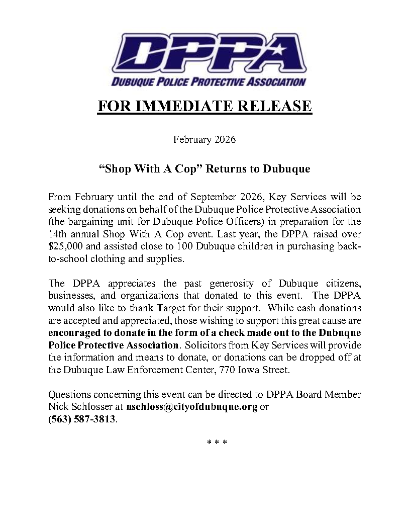 Dubuque_PD's tweet photo. Shop With A Cop returns to Dubuque! Over the next several months, Key Services will be soliciting donations for the 2026 event to be held this fall! Check out the flyer for full information. https://t.co/HPA9SHzmOG