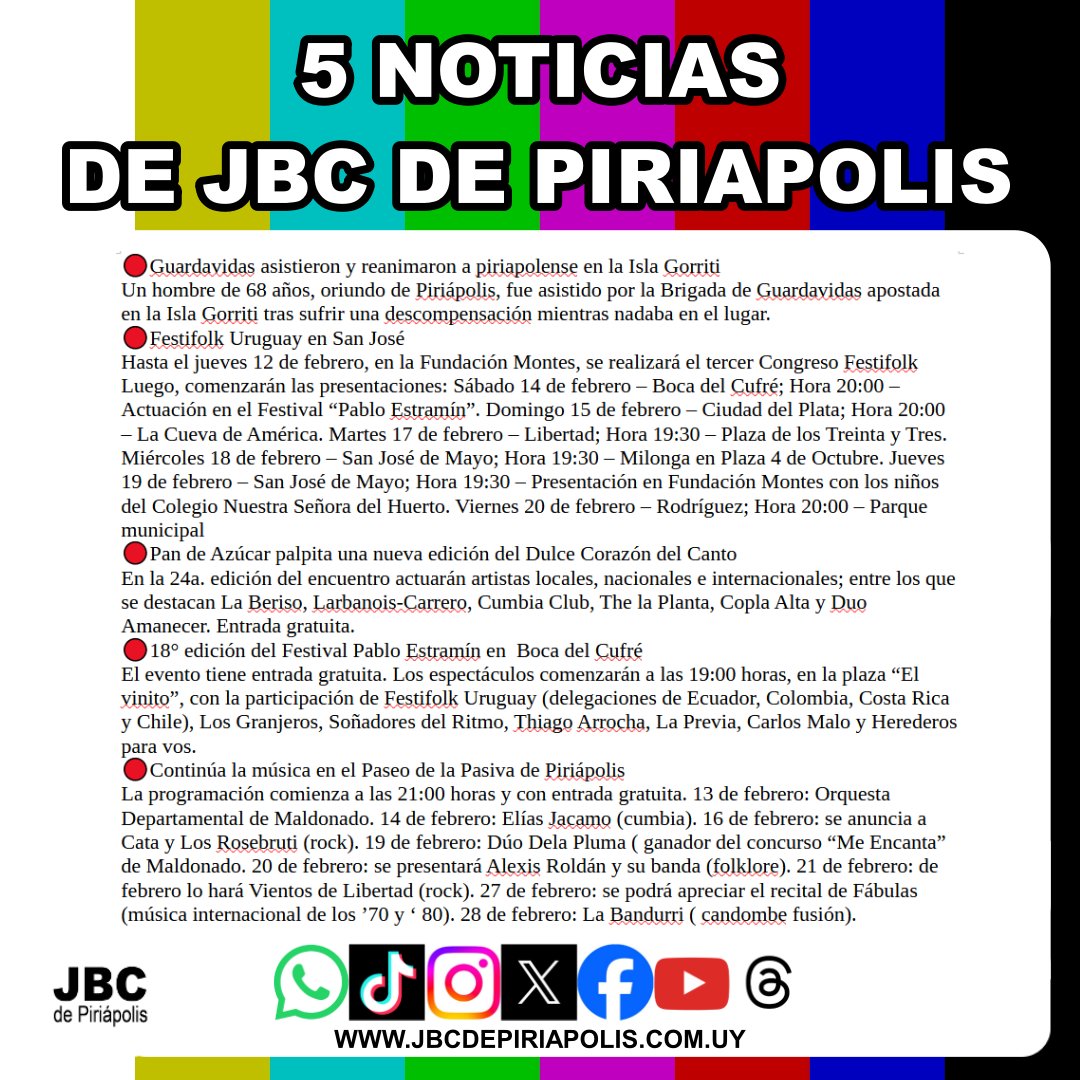 Mas información en jbcdepiriapolis.com.uy