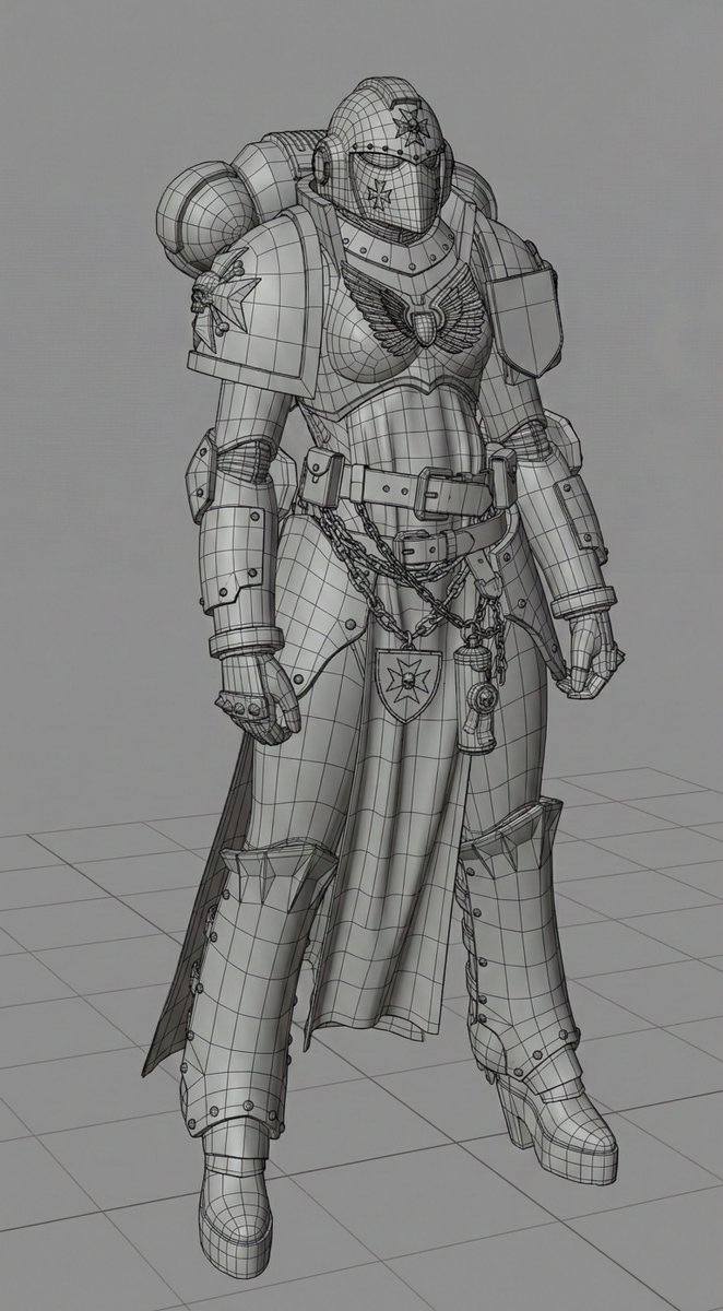 slipgatecentral's tweet photo. so if AI can draw fake wireframe that looks _almost_ good, nothing stops it from building proper topology following these construction lines. https://t.co/FR7LuIYR7q