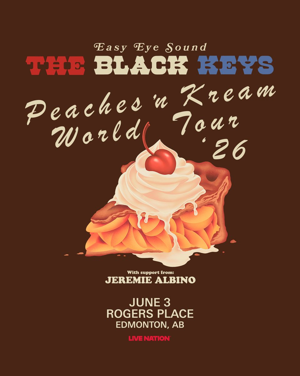1005CRUZFM's tweet photo. 🚨JUST ANNOUNCED📢
🎤Another Kick-Ass Cruz Concert...
🤘🏼THE BLACK KEYS: Peaches 'n Kream World Tour
📅June 3rd at Rogers Place in Edmonton
🎫Tickets go on sale this Friday at 10am at https://t.co/gy6dDOQN83.
Listen to Cruz Mornings for your chance to beat the box office and win a pair of tickets!