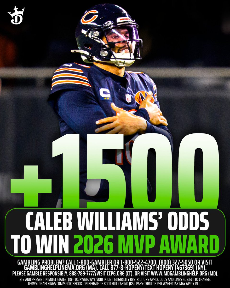 The most-bet player to win next year's MVP award?

Caleb Williams 🧊