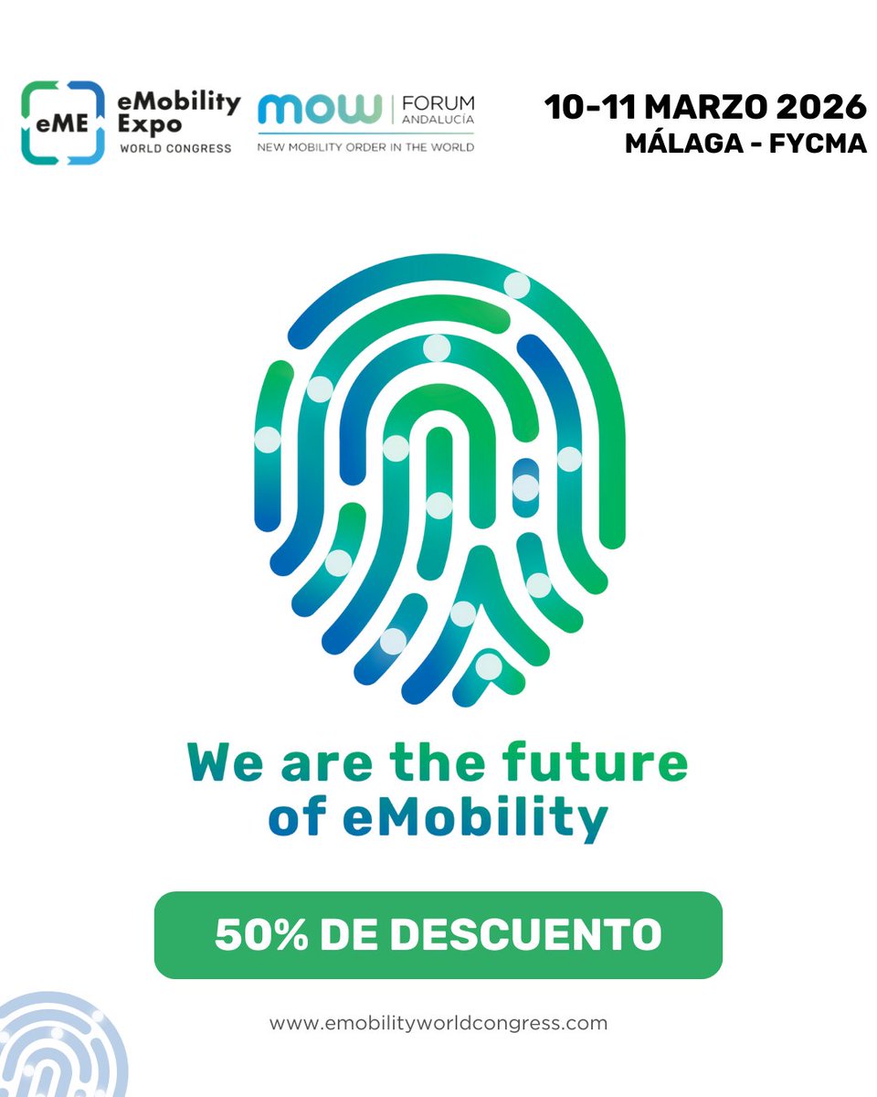 GA_Revista's tweet photo. #MediaPartners  ¡No te pierdas eMobility Expo World Congress – MOW 2026!

Accede con nuestro descuento exclusivo del 50% : https://t.co/xW6YautH3m https://t.co/iatjo9YFnr
