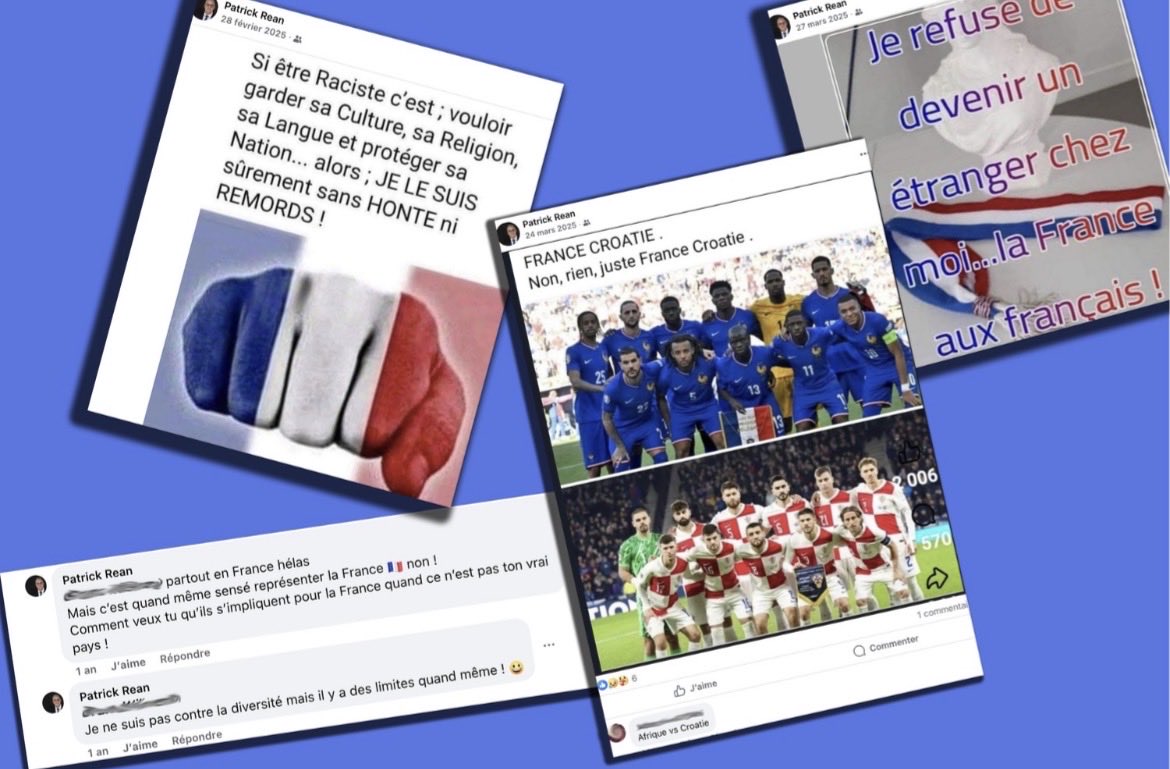 Une fois de plus le RN investit un candidat raciste aux municipales. Cette fois-ci, c’est Patrick Réan, candidat RN à la mairie de Thonon-les-Bains, qui s’amuse à poster des publications racistes sur son compte Facebook privé.
Au RN les « brebis galeuses » c’est tout le troupeau.