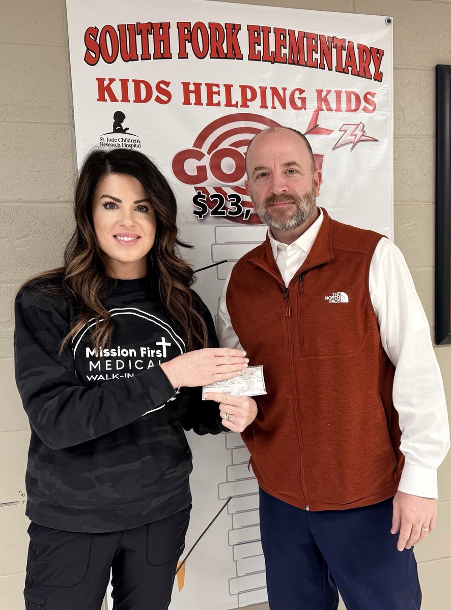 SethHudd79's tweet photo. Thank you ⁦@suz_hudd⁩ for supporting ⁦@StJude⁩ and the efforts by South Fork Elementary. Together we can ALL make a difference. https://t.co/SX6yduaXDU