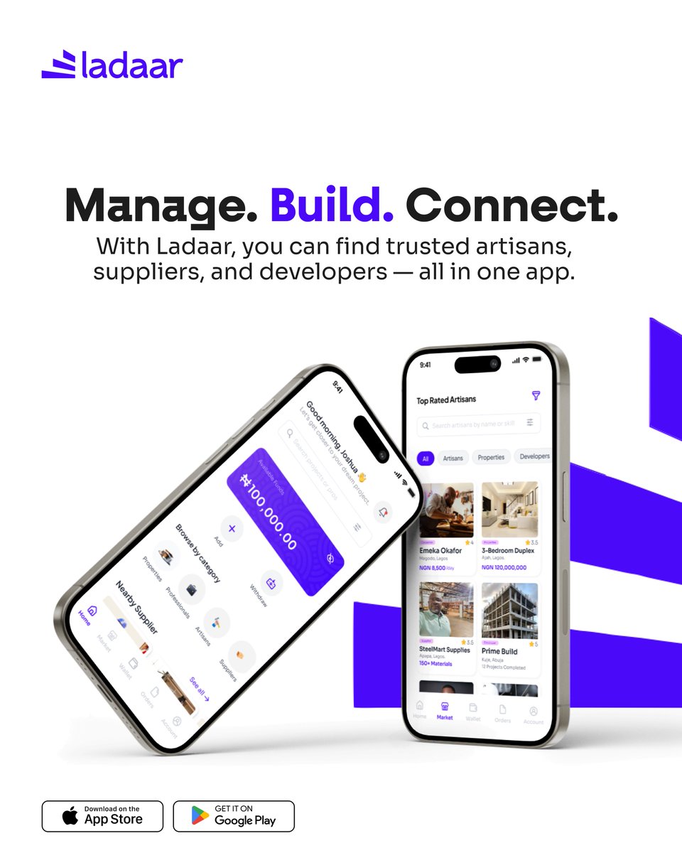 This is what I do through @JomarJimoh and <a href="/LadaarApp/">LADAAR</a>.

@JomarJimoh Construction is a project execution and development management company focused on delivering high-quality real estate and infrastructure projects from concept to completion.

The company specializes in