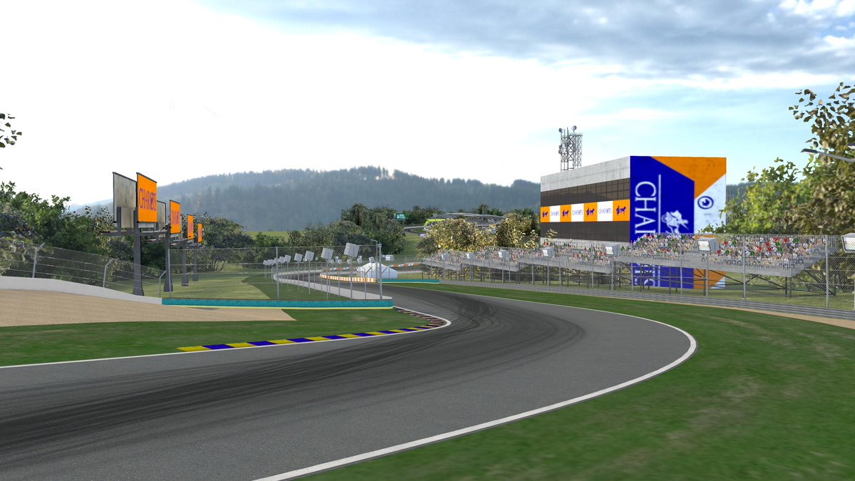 adamdived1's tweet photo. Just finished the look update for Middle Ground circuit in #RaceClubVR for #Quest3: sponsors, airfences and mega giant statue-structure of the V12! https://t.co/ku29ruoHO4