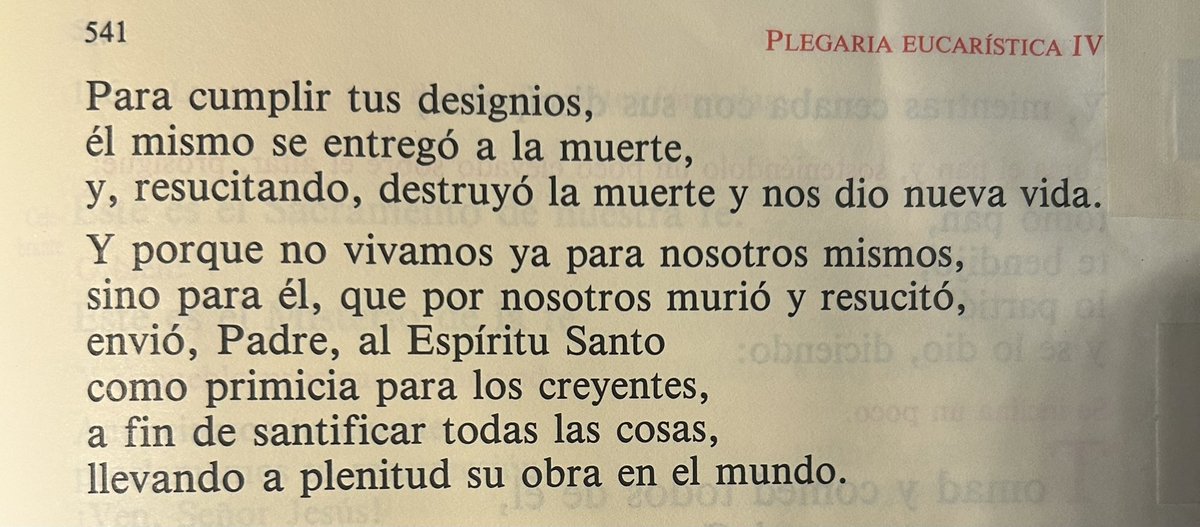 Preciosa plegaria eucarística muy poco usada.