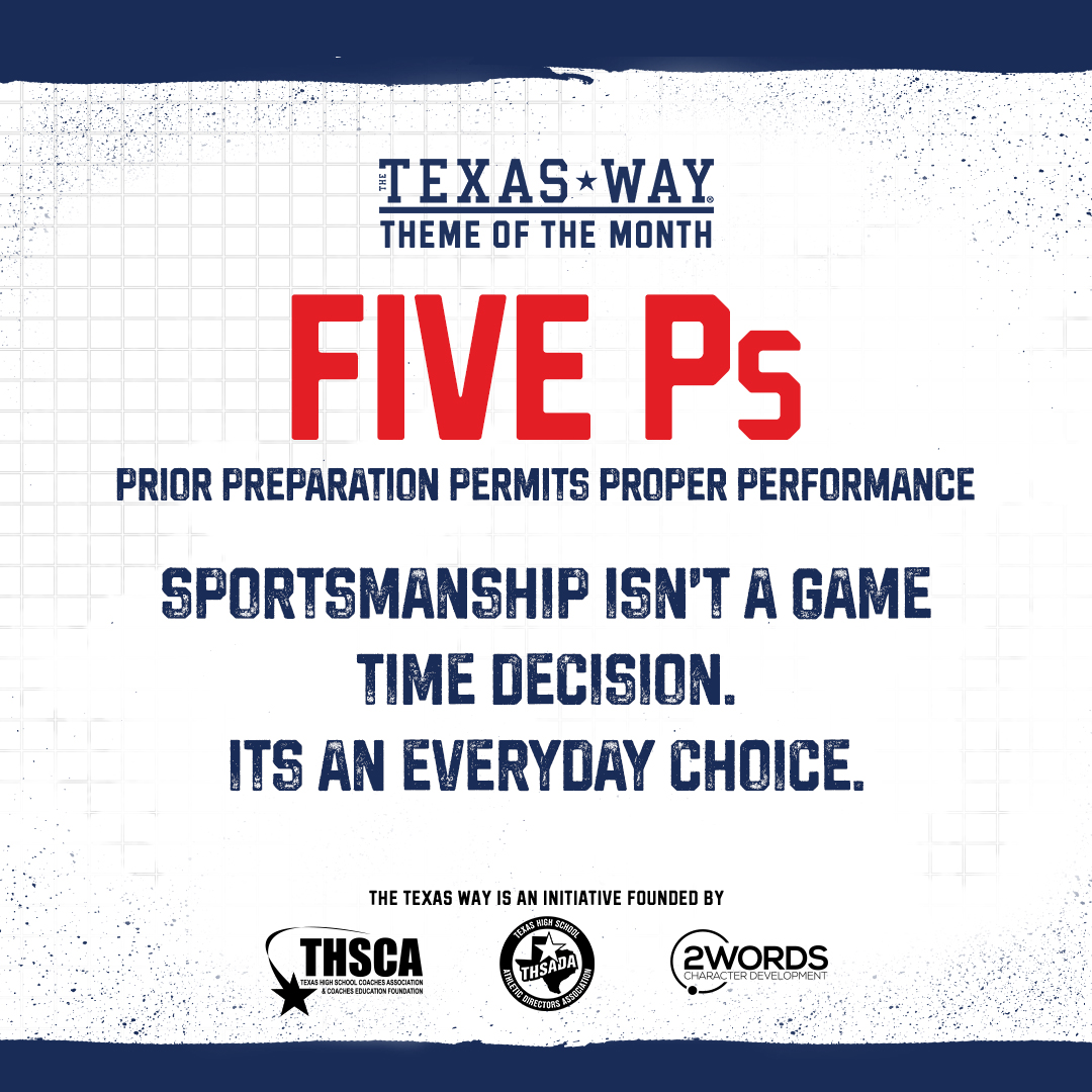 We play #TheTexasWay by living by the Five Ps: Prior Preparation Permits Proper Performance of The Texas Way pillars⭐ 

Following the three pillars of The Texas Way doesn't happen by accident. It takes effort, hard work, and preparation.

📢 Coaches- Don't forget to check out