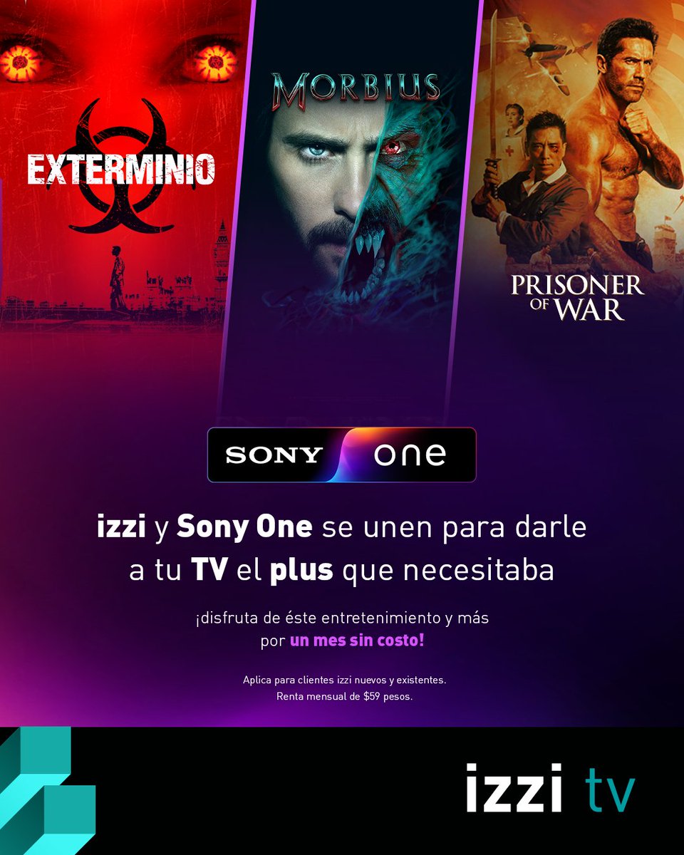 izzi_mx's tweet photo. ¡Contrata ahora y dale play al contenido de #SonyOne que todos están viendo! 📺😁🌟
➡️📺: https://t.co/Z41qGjCjdh
#NoMeLoPierdoEnizzi #TuEntretenimientoConizzi https://t.co/RKbocbPAic
