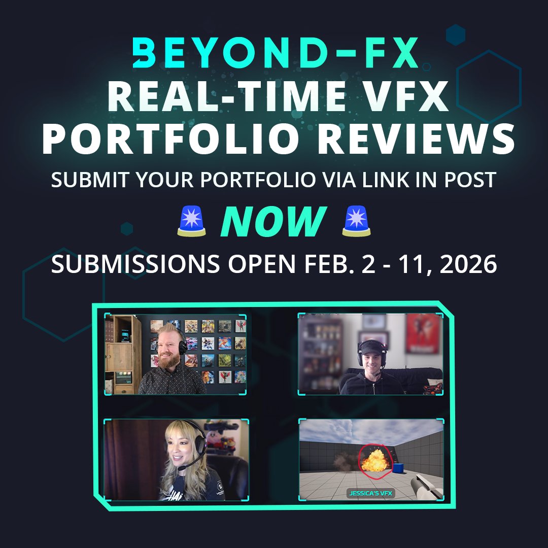 Beyond_FX's tweet photo. 🎇There's still time to submit your real-time #VFX portfolio for a chance to be reviewed by our team LIVE on Twitch.🎇

Submissions close this WEDNESDAY (2/11) at 11:59pm PDT.
https://t.co/w5qANuxAsj

#portfolioreview https://t.co/UXBcxEAHuX