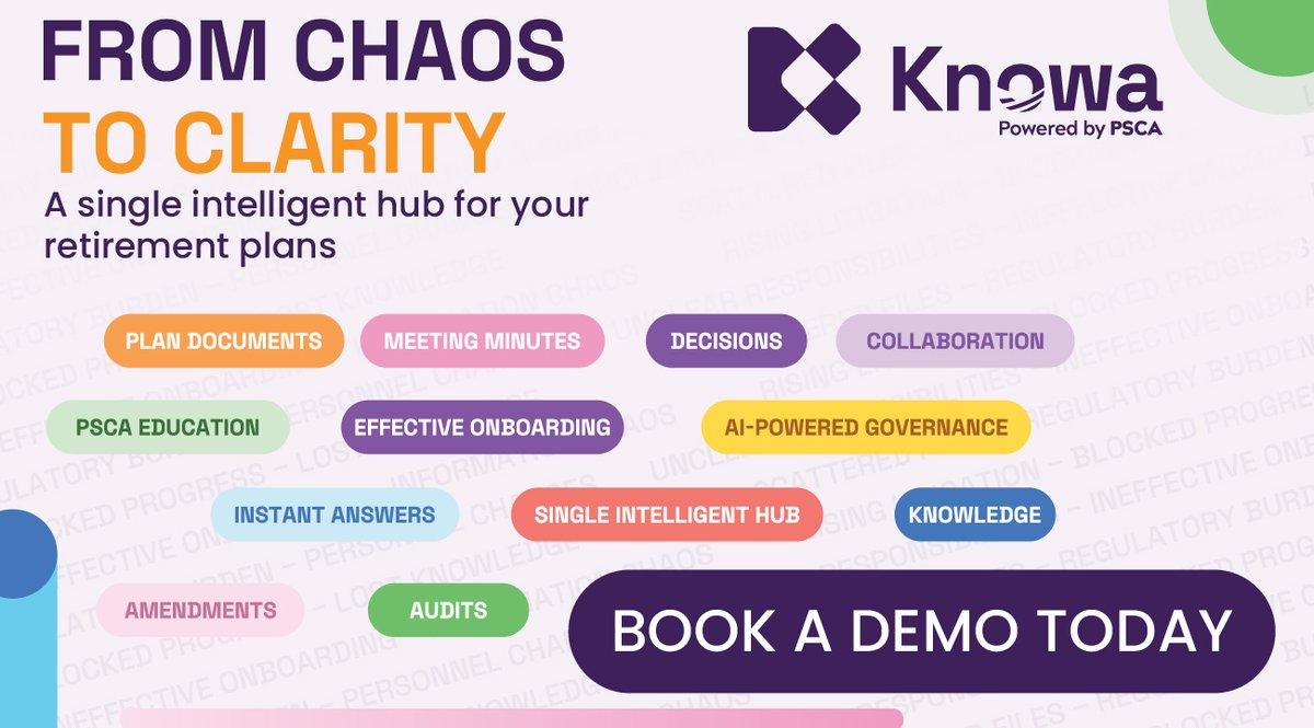 PSCA401k's tweet image. Knowa powered by PSCA is a single intelligent hub for retirement plans—bringing documents, decisions, and insights together with AI-built clarity.

Built with PSCA to modernize plan governance in the U.S.

👉 bit.ly/KnowaDemo

 #PlanSponsors #RetirementSolutions #KNOWA